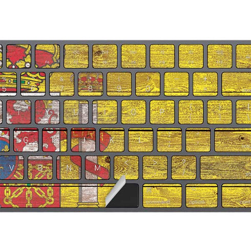 Spain Flag Dark Wood Magic Keyboard with Numeric Keypad Skin